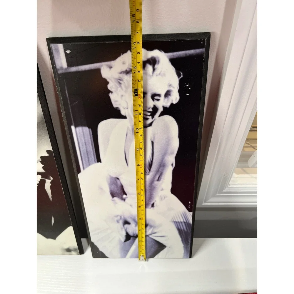 Audrey Hepburn Marilyn Monroe Wall Art Set Black White Wood Plaques 1749825